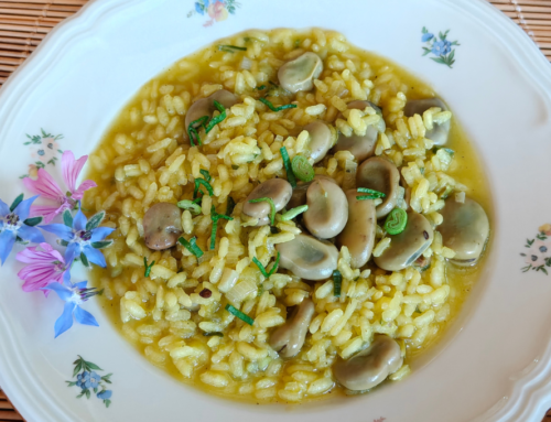 Risotto cremoso alle fave con aglio fresco